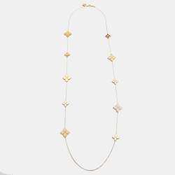 Roberto Coin Princess Flower Diamond 18k Two Tone Gold Station Necklace