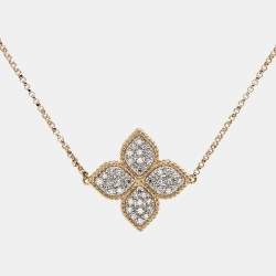 Roberto Coin Princess Flower Diamond 18k Two Tone Gold Station Necklace