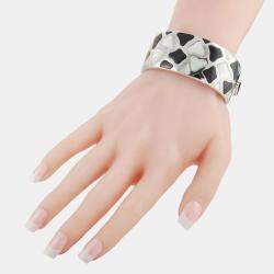 Roberto Coin 18K Yellow and White Gold Mother of Pearl and Onyx Giraffe Bangle Bracelet