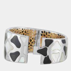 Roberto Coin 18K Yellow and White Gold Mother of Pearl and Onyx Giraffe Bangle Bracelet