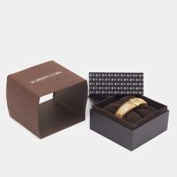 Roberto Coin Primavera Interwoven 18k Yellow Gold Wide Stretchable Bangle Bracelet