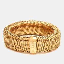 Roberto Coin Primavera Interwoven 18k Yellow Gold Wide Stretchable Bangle Bracelet