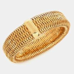 Roberto Coin Primavera Interwoven 18k Yellow Gold Wide Stretchable Bangle Bracelet