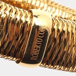 Roberto Coin Primavera Interwoven 18k Yellow Gold Wide Stretchable Bangle Bracelet