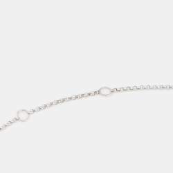Pre Owned Roberto Coin Princess Flower Diamond 18K White Gold Pendant Necklace