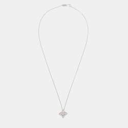 Pre Owned Roberto Coin Princess Flower Diamond 18K White Gold Pendant Necklace