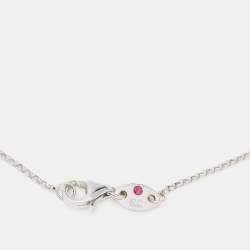 Pre Owned Roberto Coin Princess Flower Diamond 18K White Gold Pendant Necklace