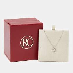 Pre Owned Roberto Coin Princess Flower Diamond 18K White Gold Pendant Necklace
