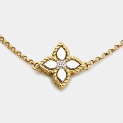 Roberto Coin Princess Flower Diamond 18k Two Tone Gold Bracelet