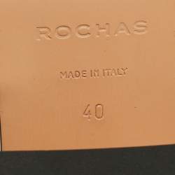 Pre Owned Rochas Rose Gold Satin Platform Crisscross Ankle Strap Sandals Size 40