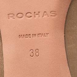 Rochas Gold Satin Crystal Bow Ballet Flats Size 38