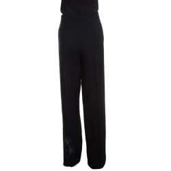 Pre Owned Rochas Black Floral Embroidered Mesh Detail Tailored Trousers XL