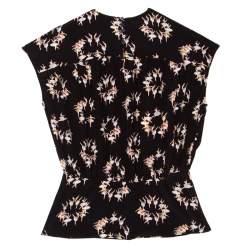 Pre Owned Rochas Black Ballerina Printed Silk Blouson Top M
