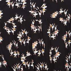 Pre Owned Rochas Black Ballerina Printed Silk Blouson Top M