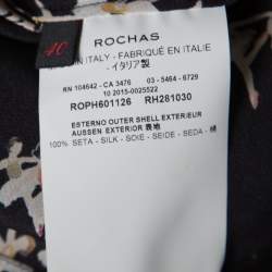 Pre Owned Rochas Black Ballerina Printed Silk Blouson Top M