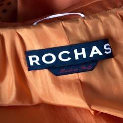 Pre Owned Rochas Orange San Gallo Eyelet Embroidered Duchesse Satin Belted Overcoat L