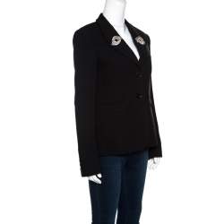 Rochas Black Embellished Eye Motif Detail Two Button Blazer L
