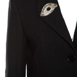 Rochas Black Embellished Eye Motif Detail Two Button Blazer L