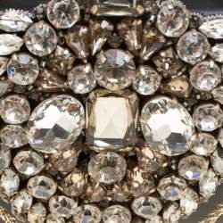 Rochas Black Leather Crystal Embellished Clutch