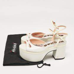 Pre Owned Rochas White Leather Cutout Platform Ankle Strap Sandals Size 38