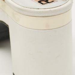 Pre Owned Rochas White Leather Cutout Platform Ankle Strap Sandals Size 38