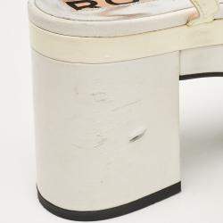 Pre Owned Rochas White Leather Cutout Platform Ankle Strap Sandals Size 38