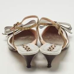 مملوكة مسبقًا حذاء كعب عالي روكاس جلد برغندي / أبيض بفيوكة وسير كاحل مقاس 39.5