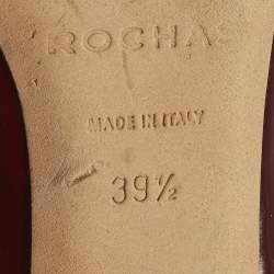 مملوكة مسبقًا حذاء كعب عالي روكاس جلد برغندي / أبيض بفيوكة وسير كاحل مقاس 39.5