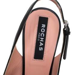 Rochas Black Leather Bow Slingback Sandals Size 40
