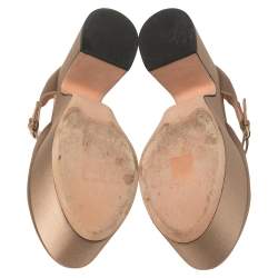 Rochas Beige Satin Platform Ankle Strap Pumps Size 39