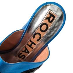 Rochas Blue Satin Embellishment  Mule Sandals Size 36