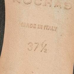 Pre Owned Rochas Black Satin Embellished Flat Slingback Sandals Size 37.5