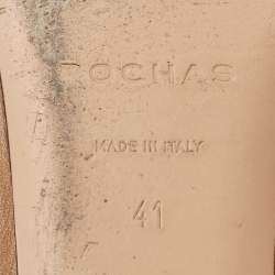 Rochas Tan Leather Flat Slides Size 41