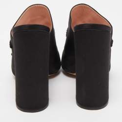 Rochas Black Satin Crystals Embellished Slide Sandals Size 41