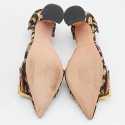 Rochas Brown/Gold Leopard Brocade Fabric Dorsay Pumps Size 37.5