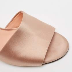 Rochas Pink Satin Crystal Embellished Block Heel Ankle Strap Sandals Size 38
