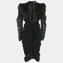 Pre Owned Rococo Sand Black Patterned Black Velvet Ruched Sade Mini S