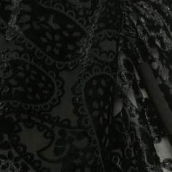Pre Owned Rococo Sand Black Patterned Black Velvet Ruched Sade Mini S