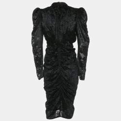 Pre Owned Rococo Sand Black Patterned Black Velvet Ruched Sade Mini S