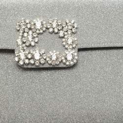 Pre Owned Roger Vivier Silver Glitter Efflorescence Clutch