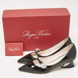Pre Owned Roger Vivier Black Patent Leather Courbette Mary Jane Pumps Size 35