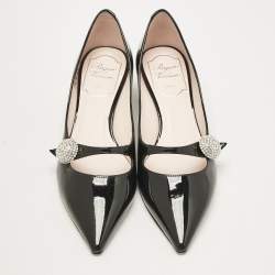 Pre Owned Roger Vivier Black Patent Leather Courbette Mary Jane Pumps Size 35