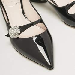 Pre Owned Roger Vivier Black Patent Leather Courbette Mary Jane Pumps Size 35