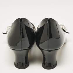 Pre Owned Roger Vivier Black Patent Leather Courbette Mary Jane Pumps Size 35