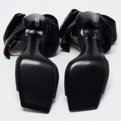 Roger Vivier Black Leather Viv' Choc Back Bow Sandals Size 38
