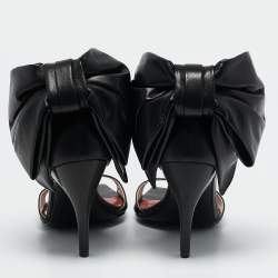 Roger Vivier Black Leather Viv' Choc Back Bow Sandals Size 38