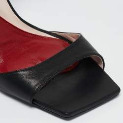 Roger Vivier Black Leather Viv' Choc Back Bow Sandals Size 38