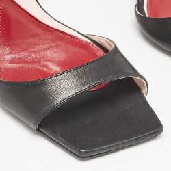 Roger Vivier Black Leather Viv' Choc Back Bow Sandals Size 39