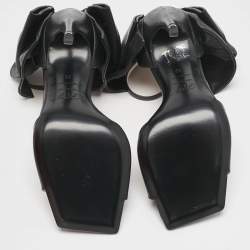 Roger Vivier Black Leather Viv' Choc Back Bow Sandals Size 39