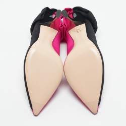 Pre Owned Roger Vivier Pink/Black Fabric Bibow Pumps Size 36